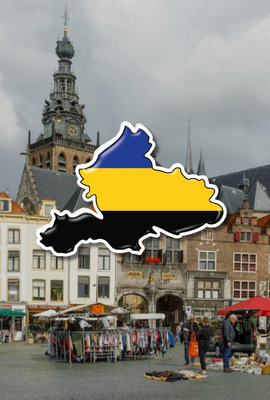 Kaart van Gelderland boven een historisch stadsplein