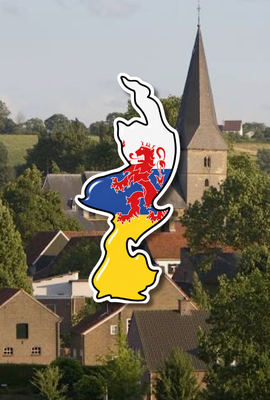 Kaart van Limburg boven een dorpsgezicht