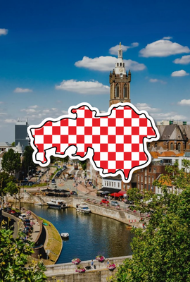 Kaart van Noord-Brabant boven het centrum van Breda